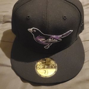 BALTIMORE ORIOLES NEW ERA 59FIFTY HAT 7 1/2 BLACK W GREY UV
